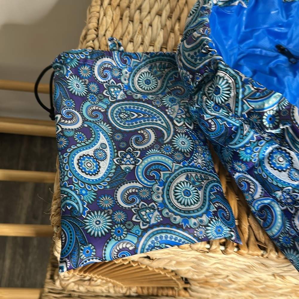 Blue‎ Paisley Drawstring Bag